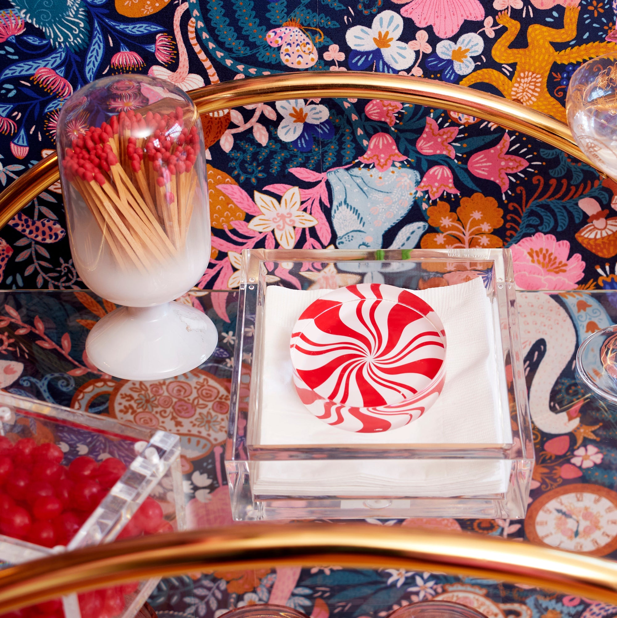 COCKTAIL NAPKIN HOLDER - PEPPERMINT CANDY