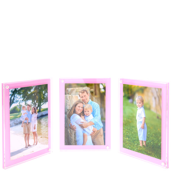 Pastel Pink Acrylic Large Triple Bevel Frame