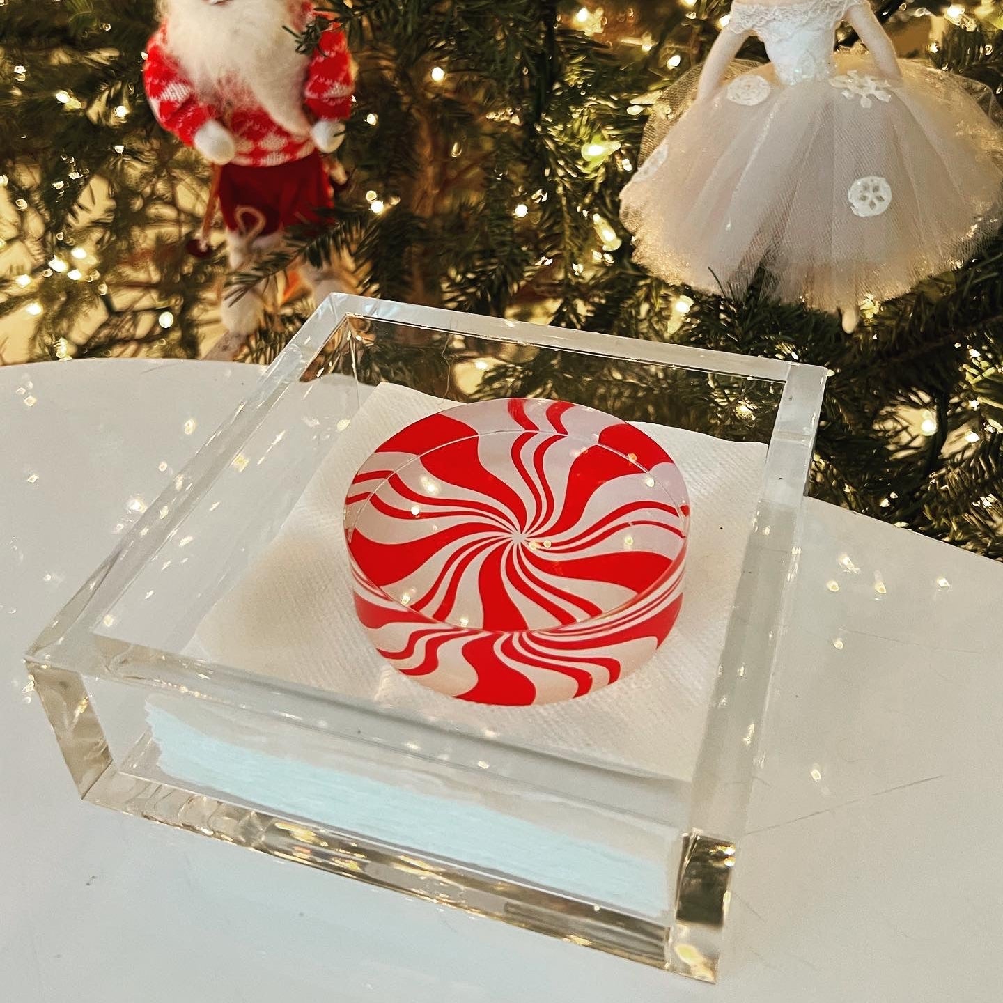 Peppermint Candy Acrylic Cocktail Napkin Holder