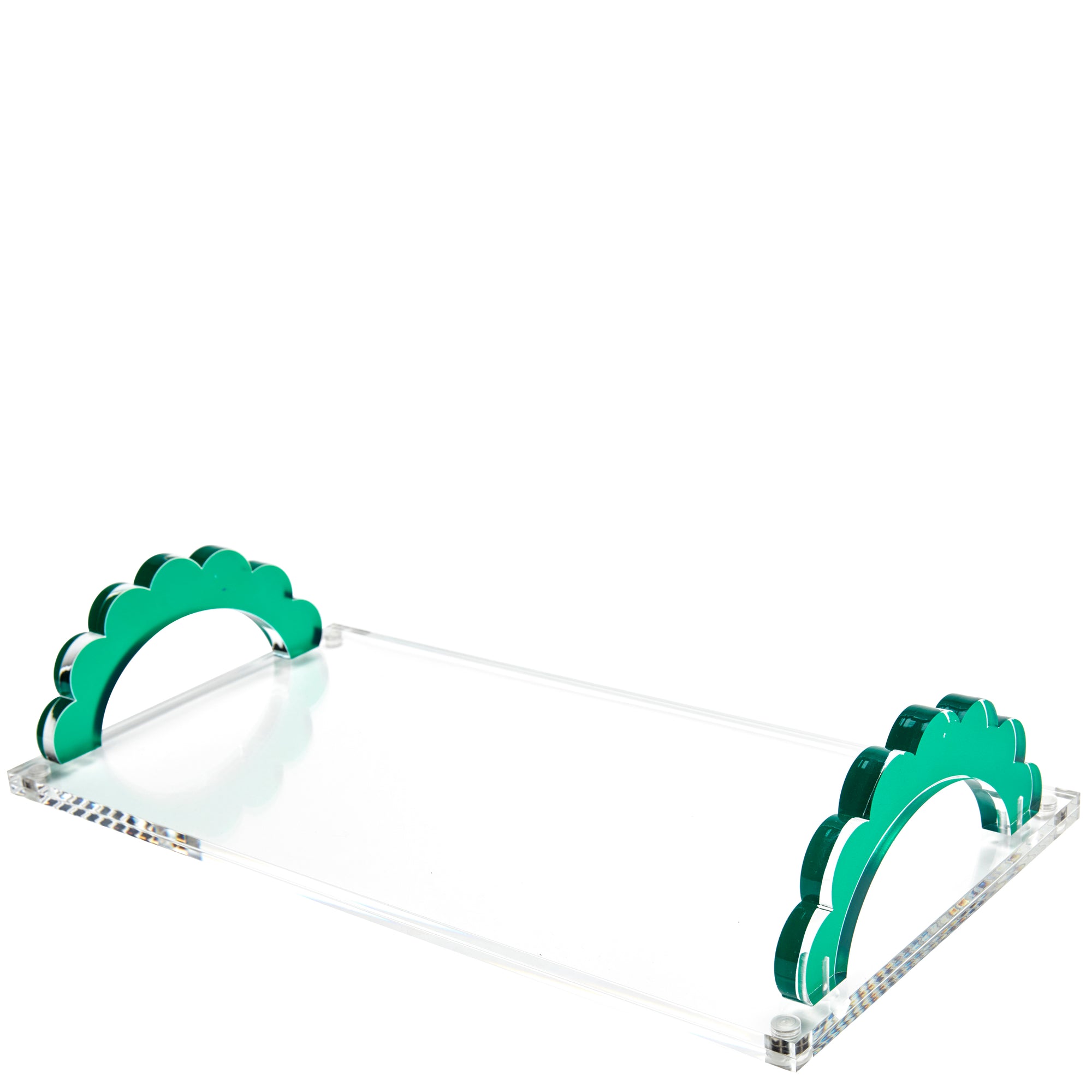 SCALLOP HANDLE PHOTO TRAY - EMERALD