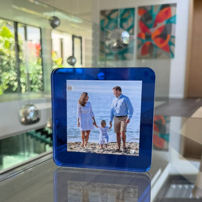 Sea Glass Blue Acrylic 4" x 4" Flip Frame