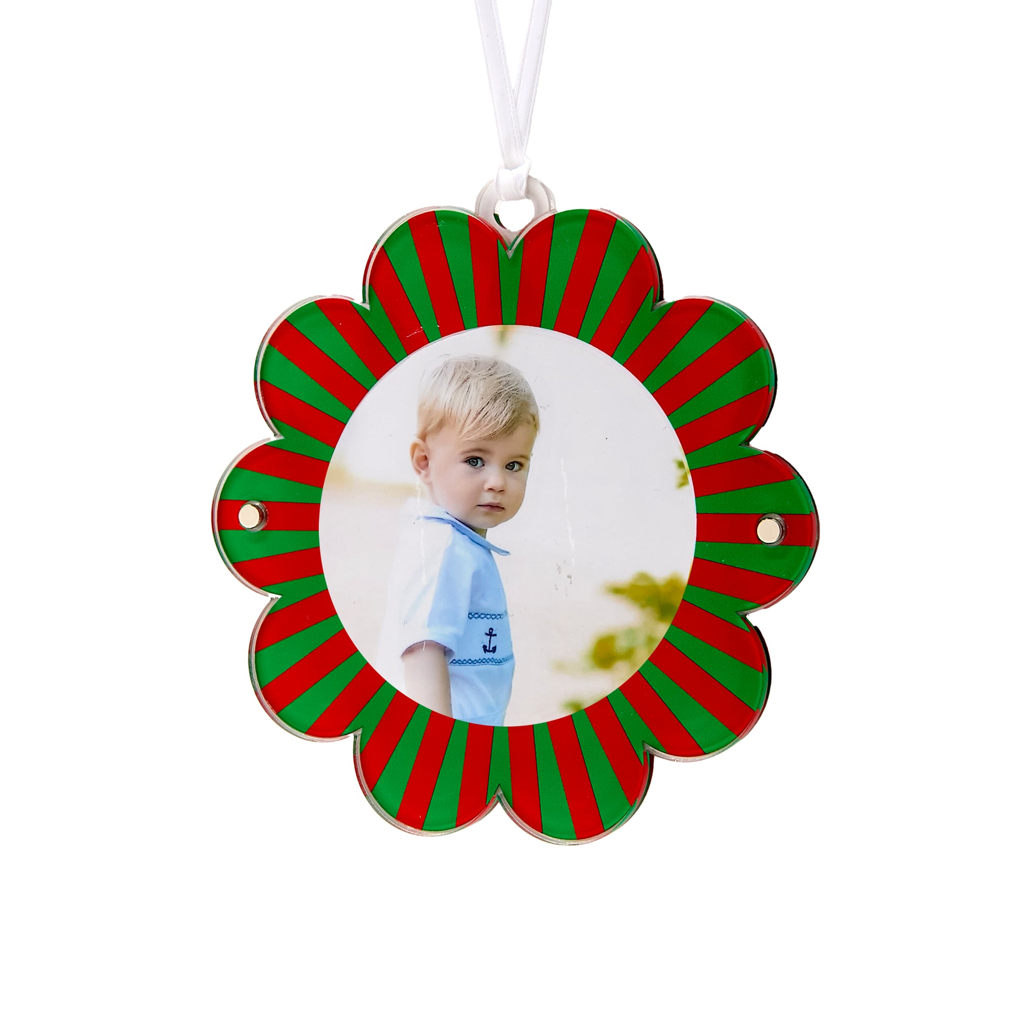 Green & Red Acrylic Double-Sided Daisy Ornament