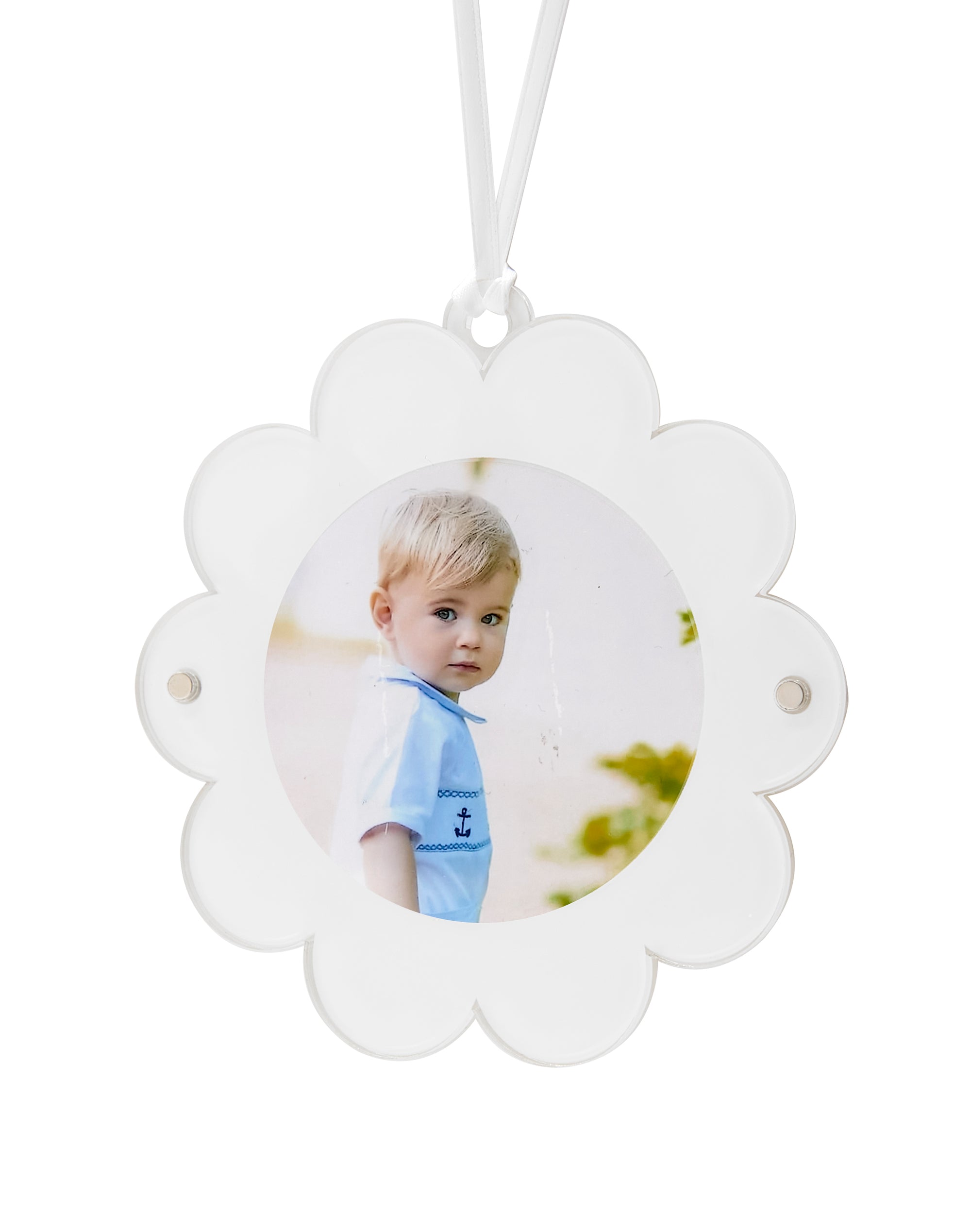 White Acrylic Double-Sided Daisy Ornament