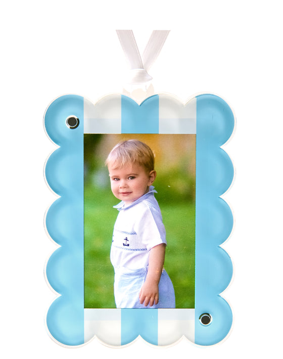 Pastel Blue & White Acrylic Photo Ornament