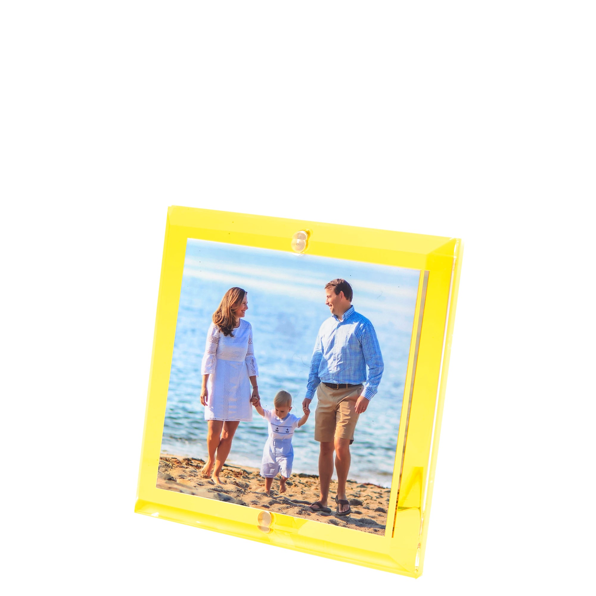 Transparent Yellow Acrylic 4" x 4" Beveled Frame