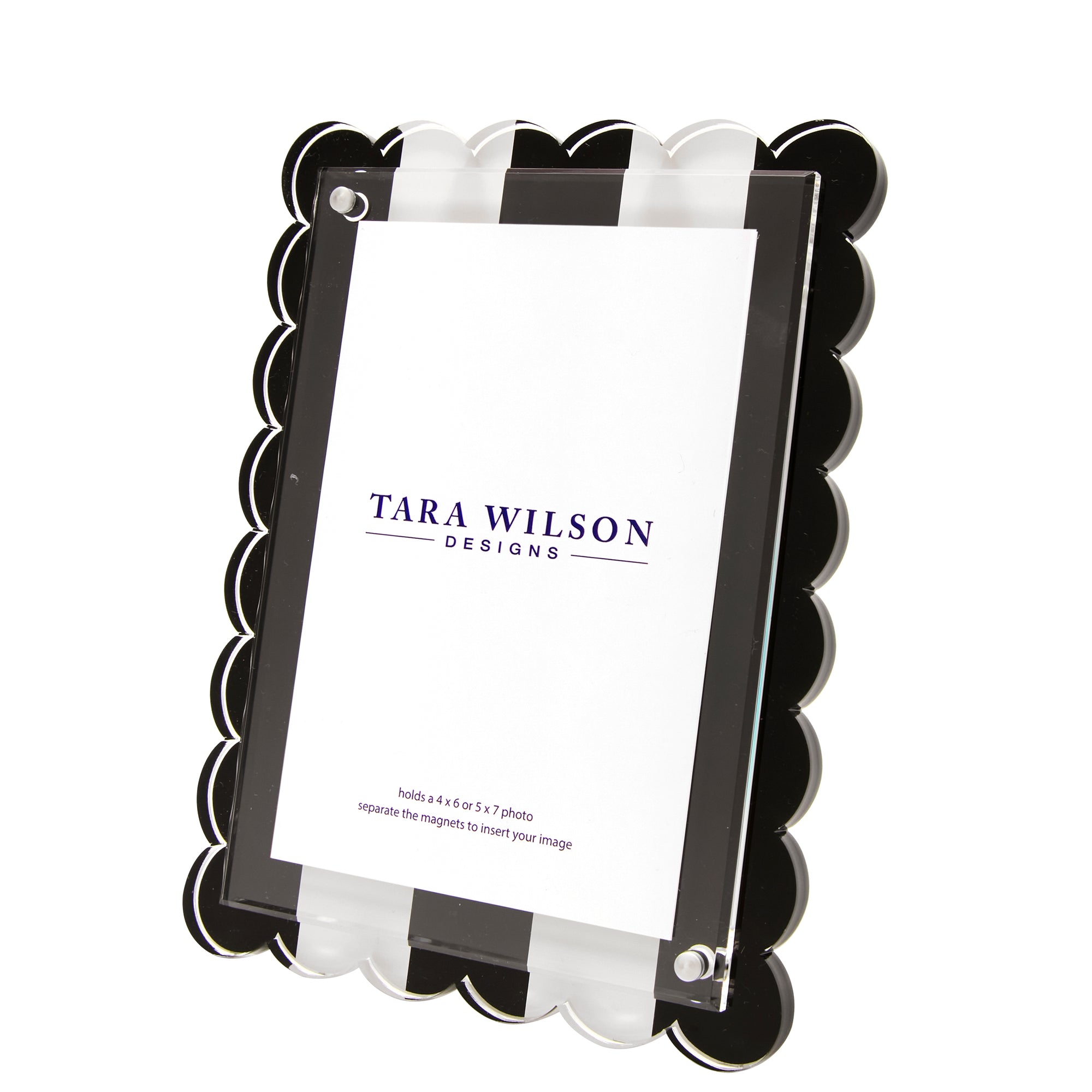 SCALLOP FRAME  - BLACK & WHITE STRIPE FRAME