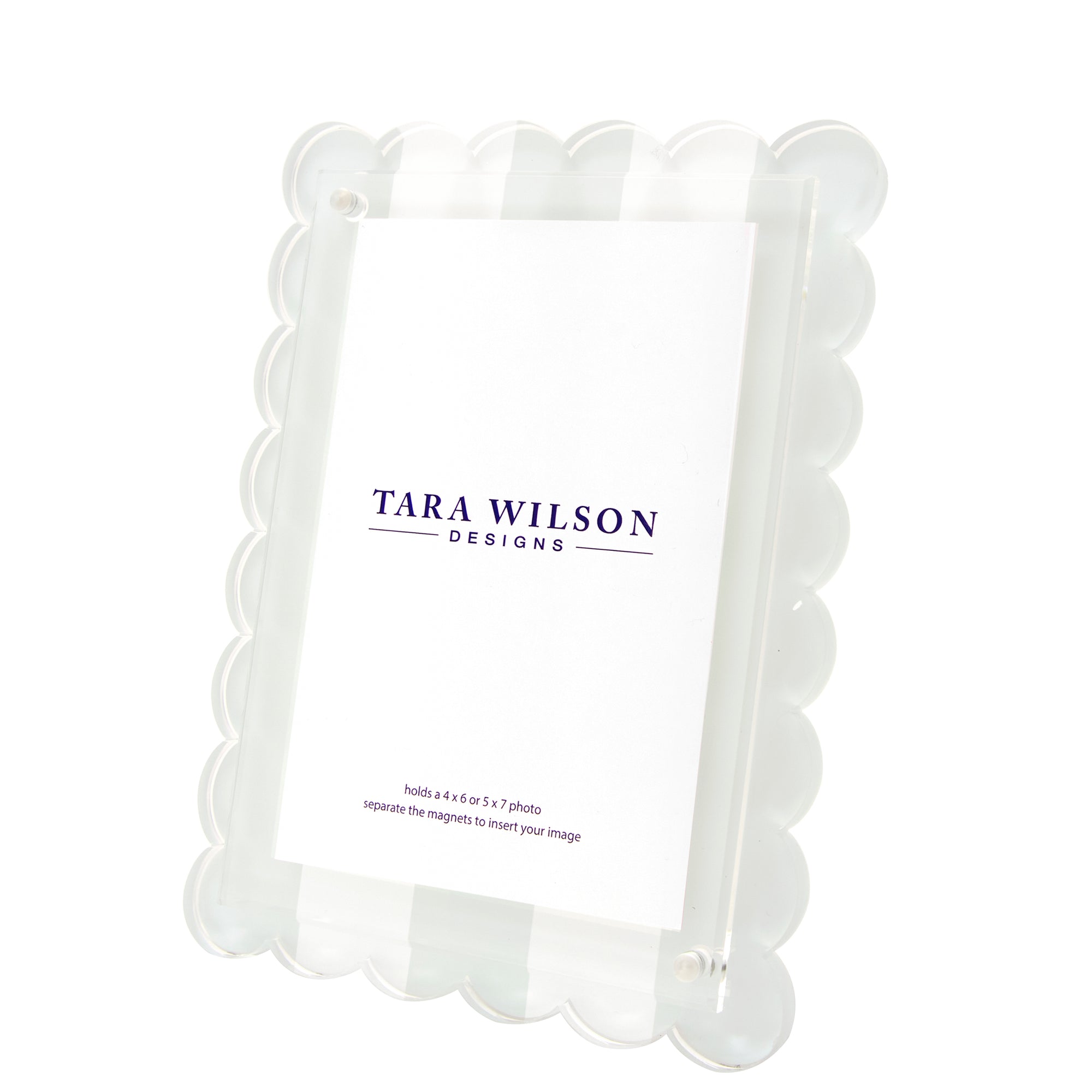 SCALLOP FRAME - LIGHT GREY & WHITE STRIPE