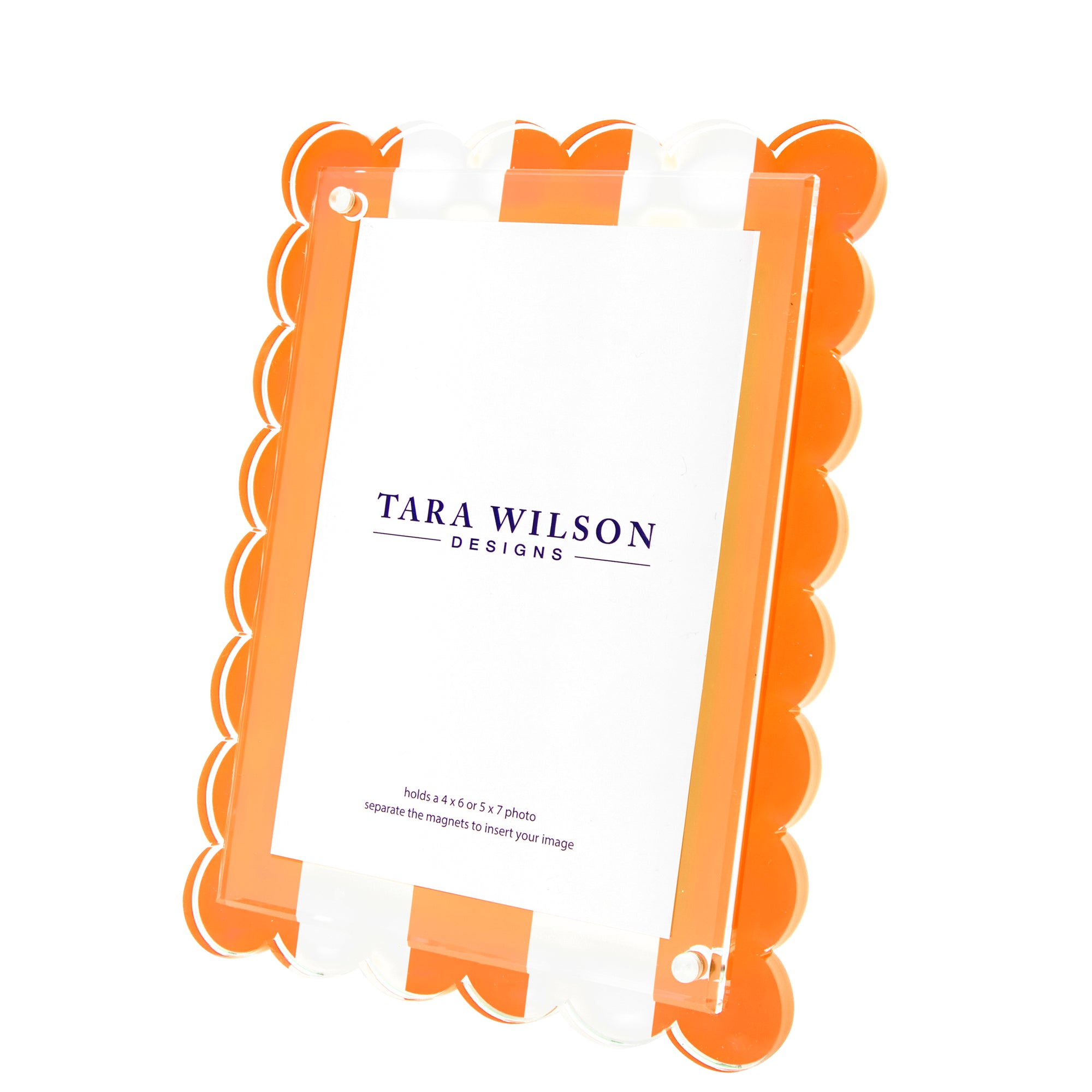 SCALLOP FRAME - ORANGE & WHITE STRIPE
