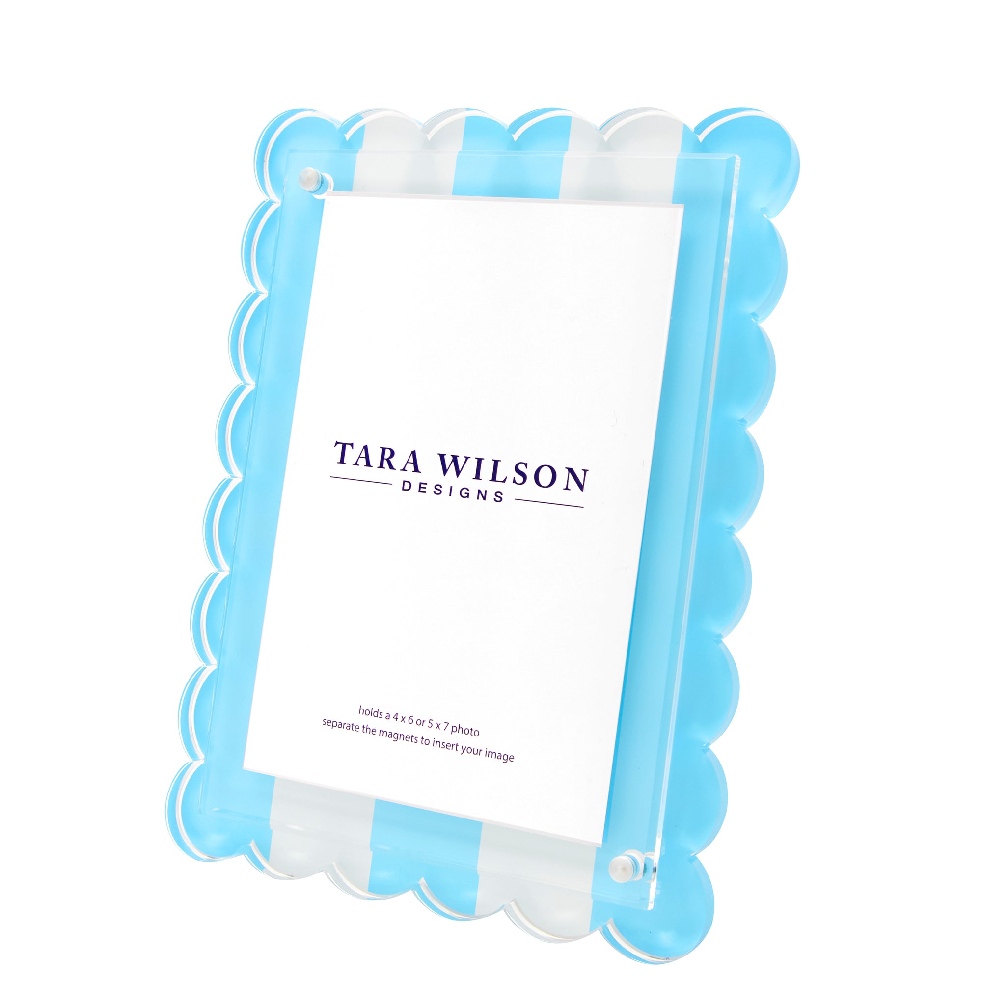 SCALLOP FRAME - PASTEL BLUE & WHITE STRIPE