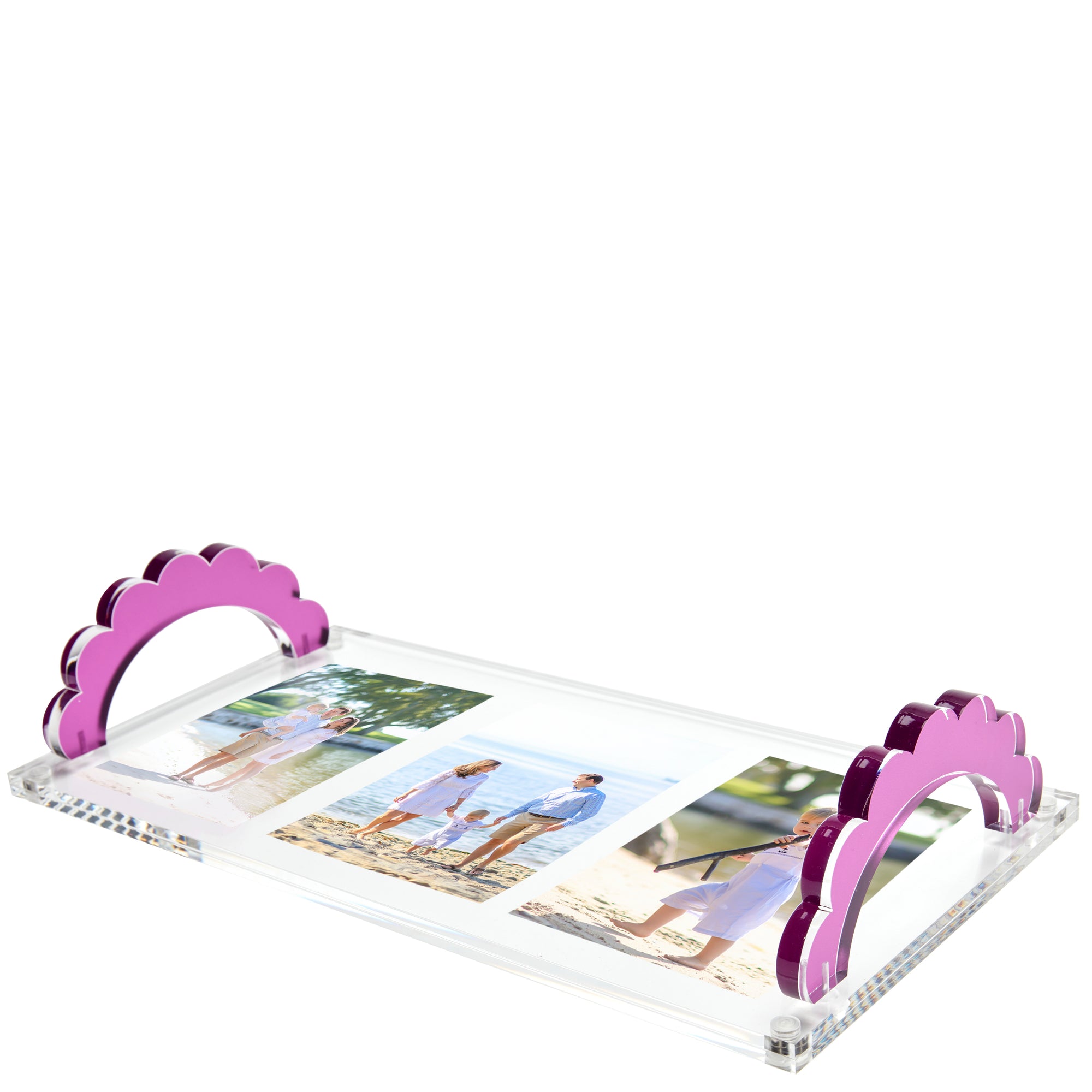 SCALLOP HANDLE PHOTO TRAY - AMETHYST