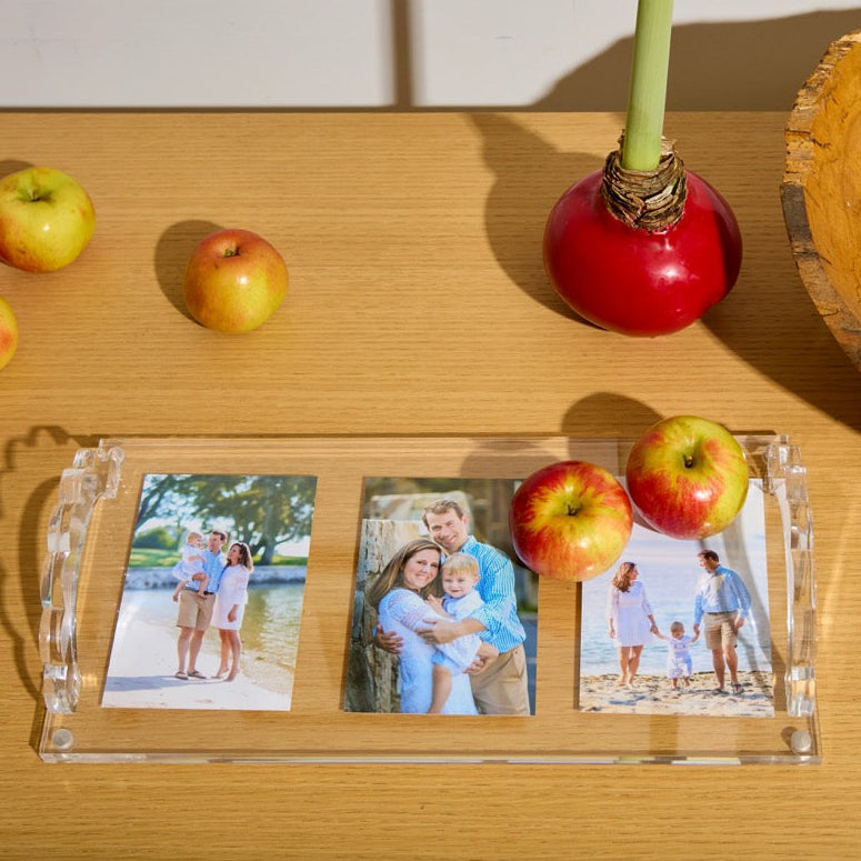 Clear Acrylic Scallop Handle Photo Tray