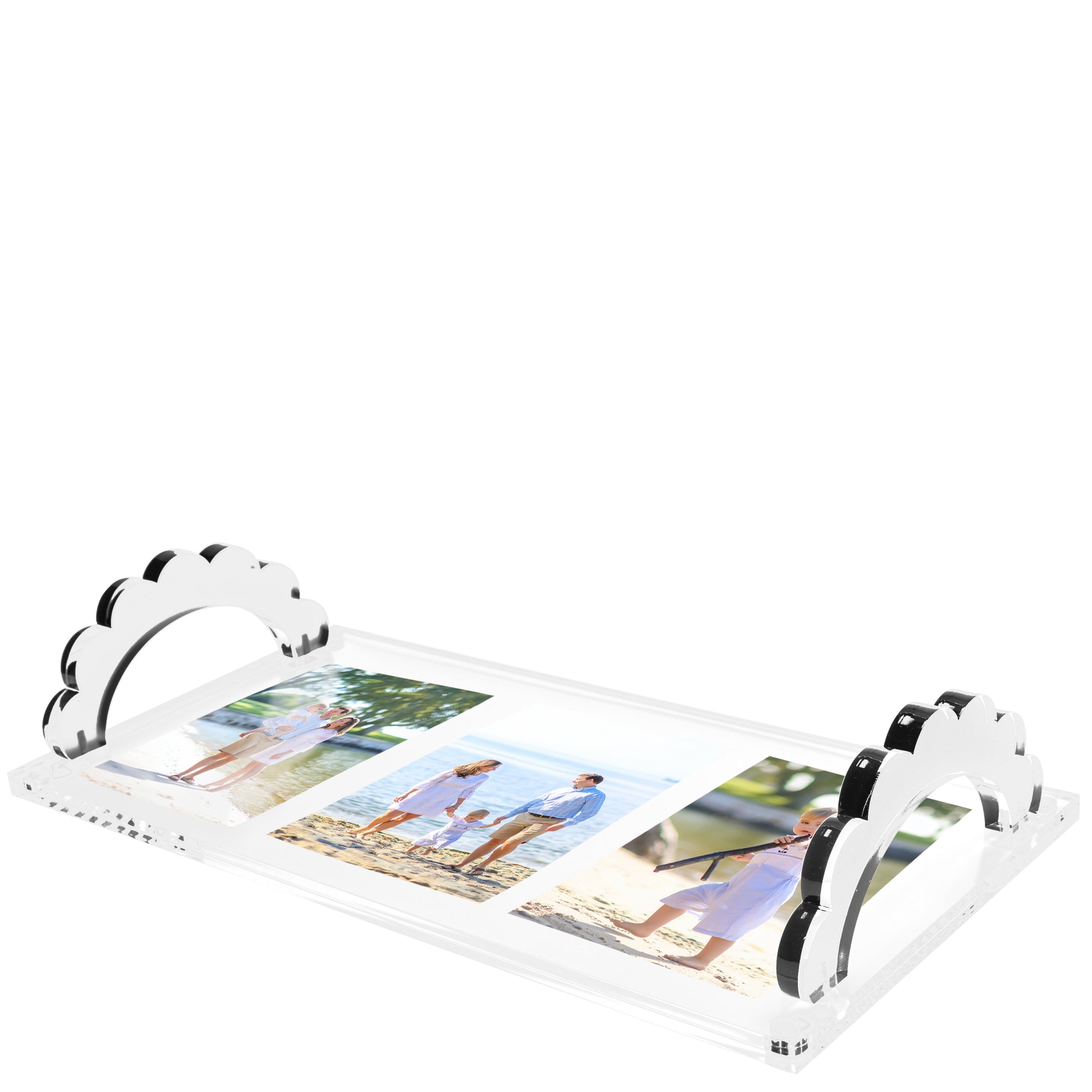 SCALLOP HANDLE PHOTO TRAY - CLEAR
