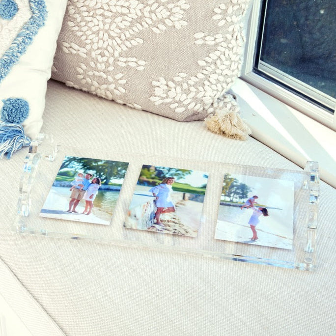 Clear Acrylic Scallop Handle Photo Tray