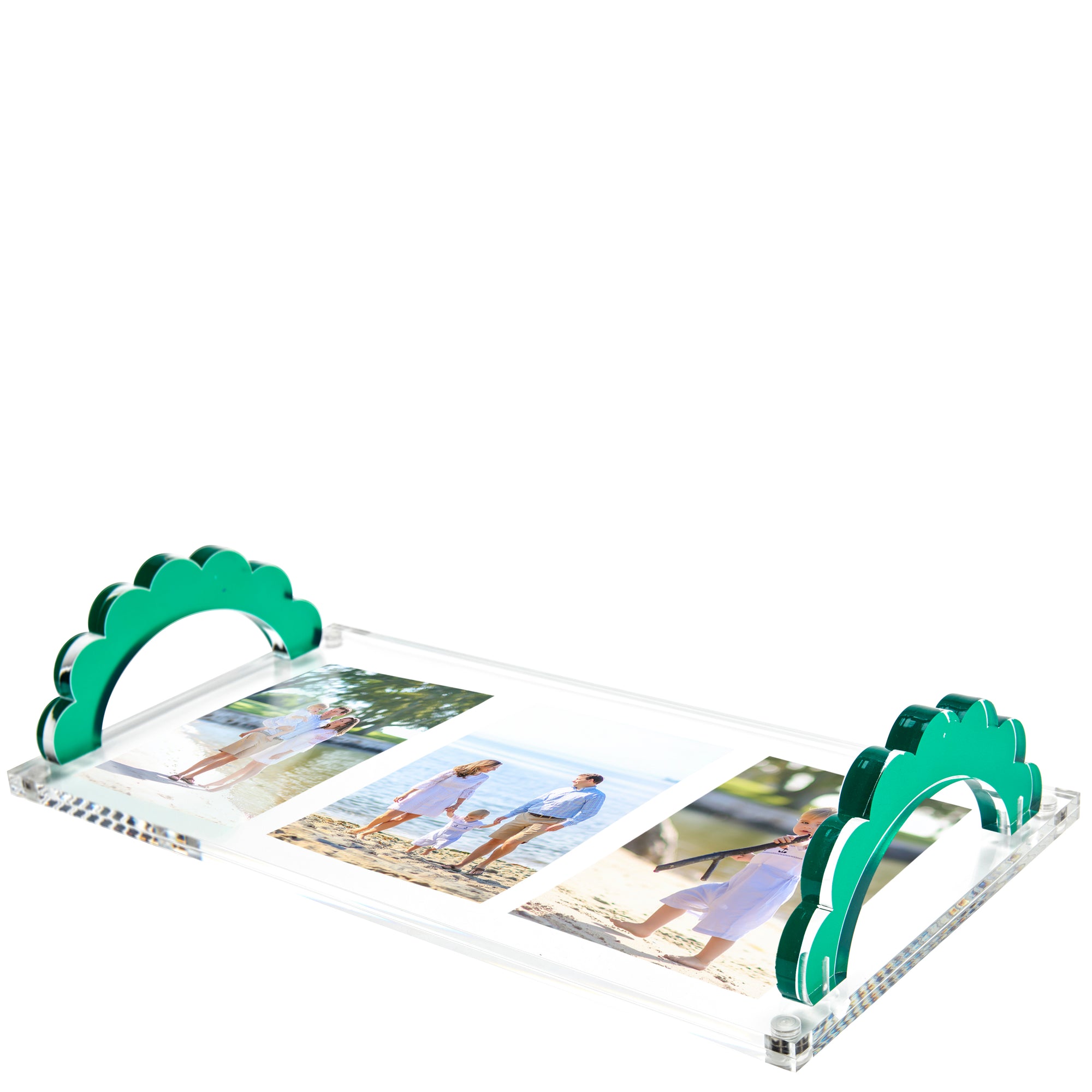 SCALLOP HANDLE PHOTO TRAY - EMERALD