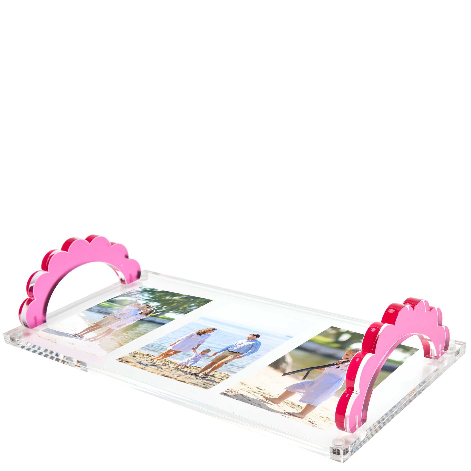 SCALLOP HANDLE PHOTO TRAY - ROSE