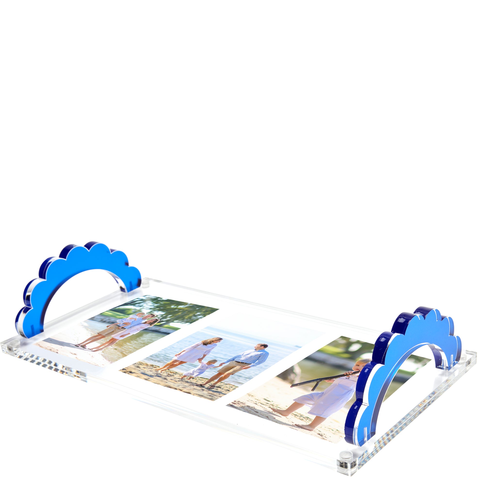 SCALLOP HANDLE PHOTO TRAY - SAPPHIRE