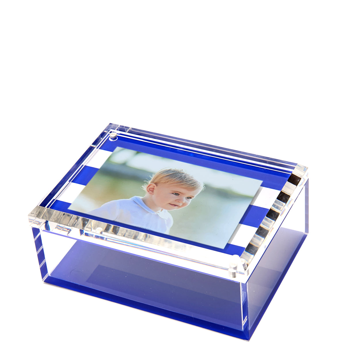 PHOTO BOX - 5" x 7"  BLUE & WHITE STRIPE