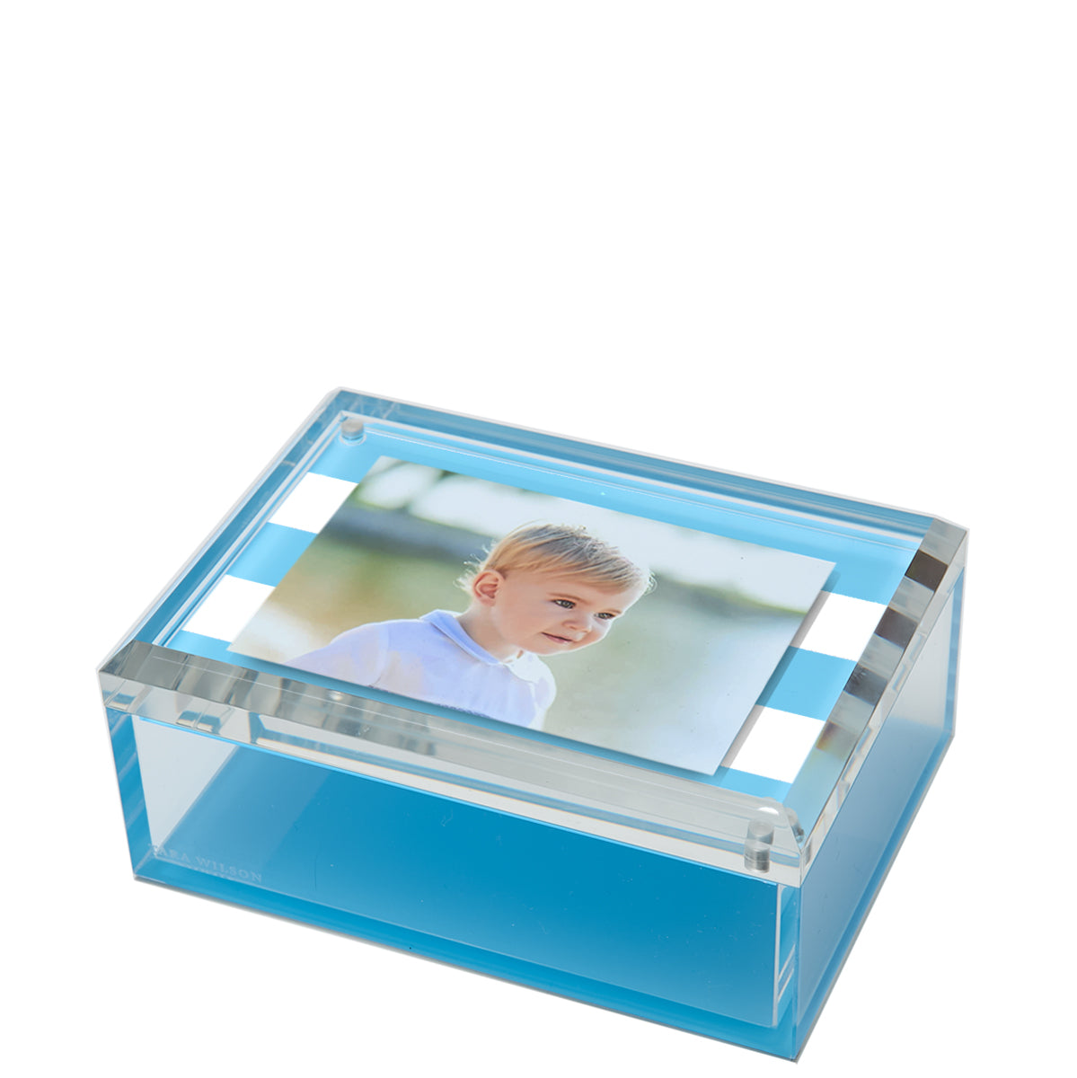 PHOTO BOX - 5" x 7"  PASTEL BLUE & WHITE STRIPE