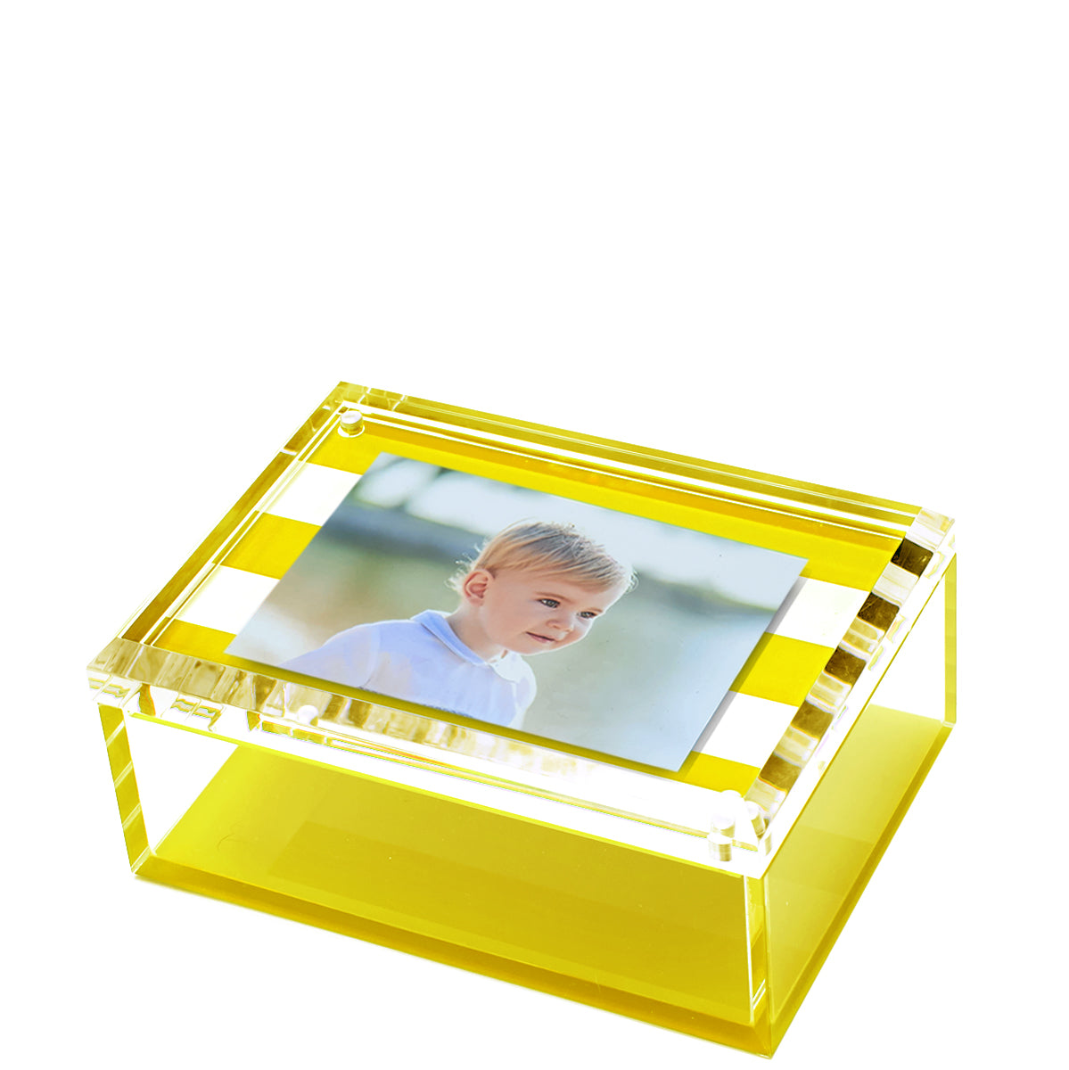 PHOTO BOX - 5" x 7"  YELLOW & WHITE STRIPE