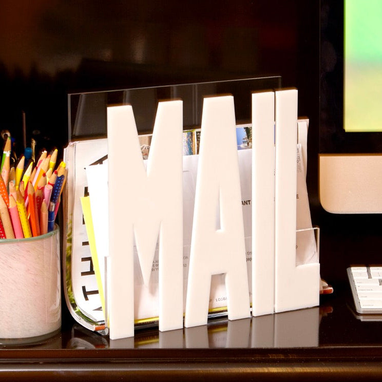 White Acrylic Mail Holder
