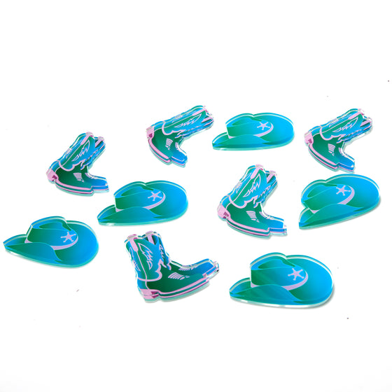 TIC TAC TOE - BLUE COWBOY HAT & BOOT