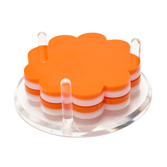 SCALLOP DRINK COASTERS - ORANGE & WHITE