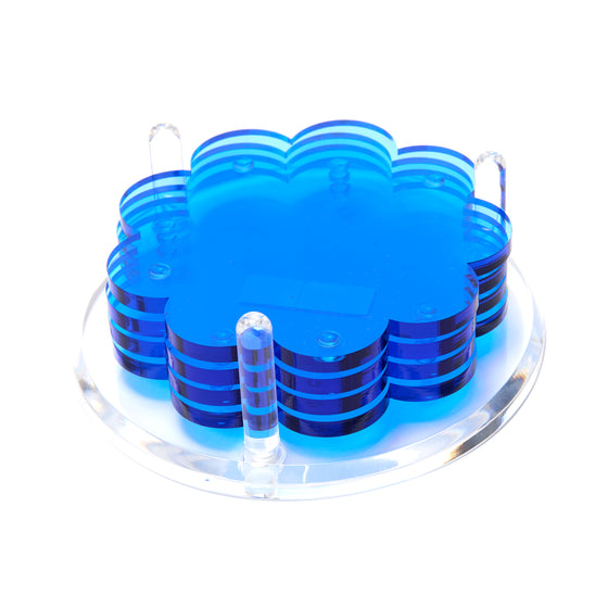 SCALLOP DRINK COASTERS - SAPPHIRE BLUE