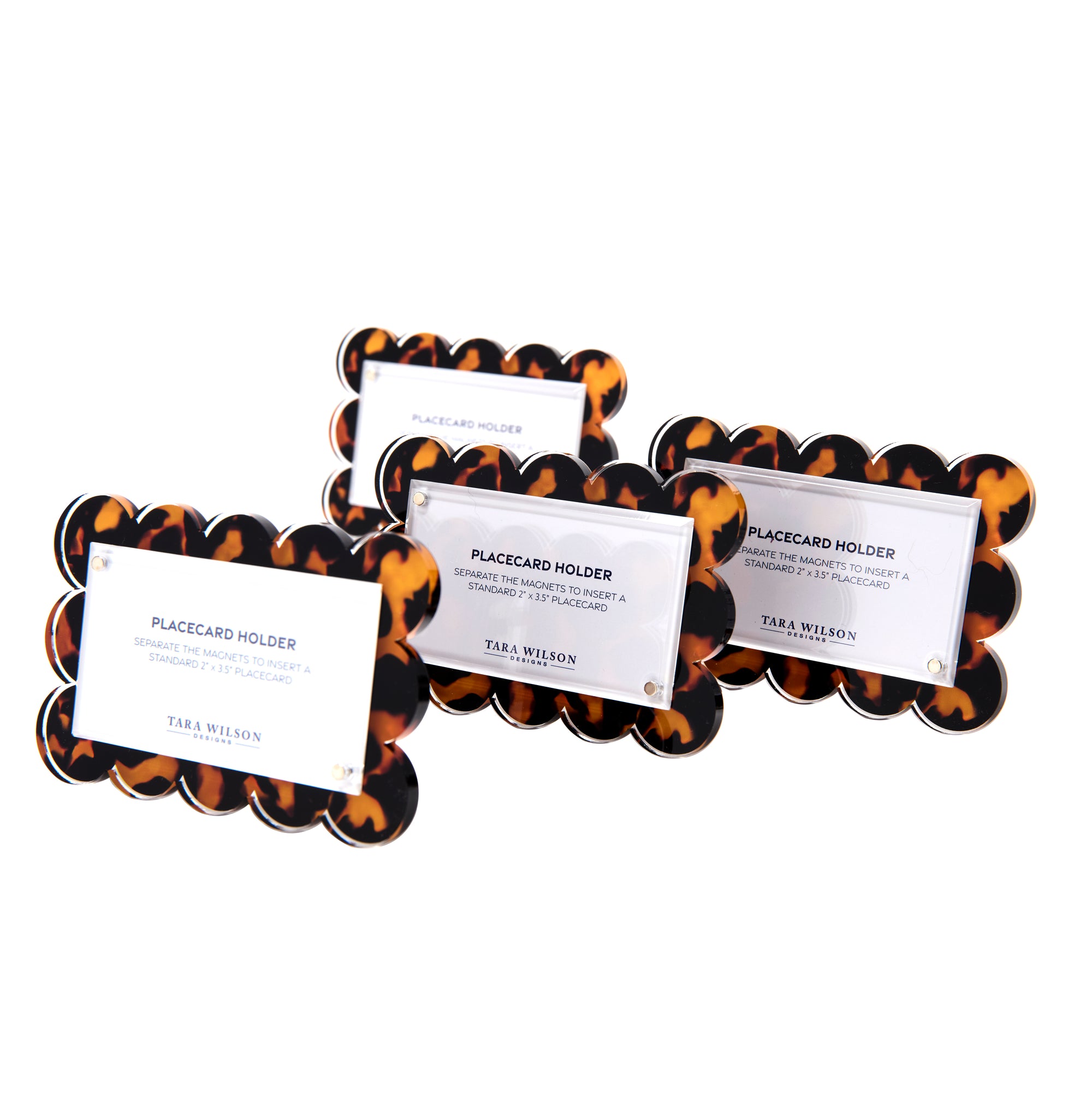 SCALLOP PLACE CARD HOLDER - SET OF 4 - TORTOISE