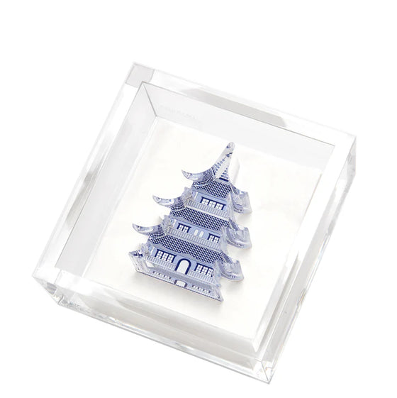 COCKTAIL NAPKIN HOLDER - BLUE PAGODA