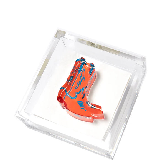 COCKTAIL NAPKIN HOLDER - COWBOY BOOTS ORANGE