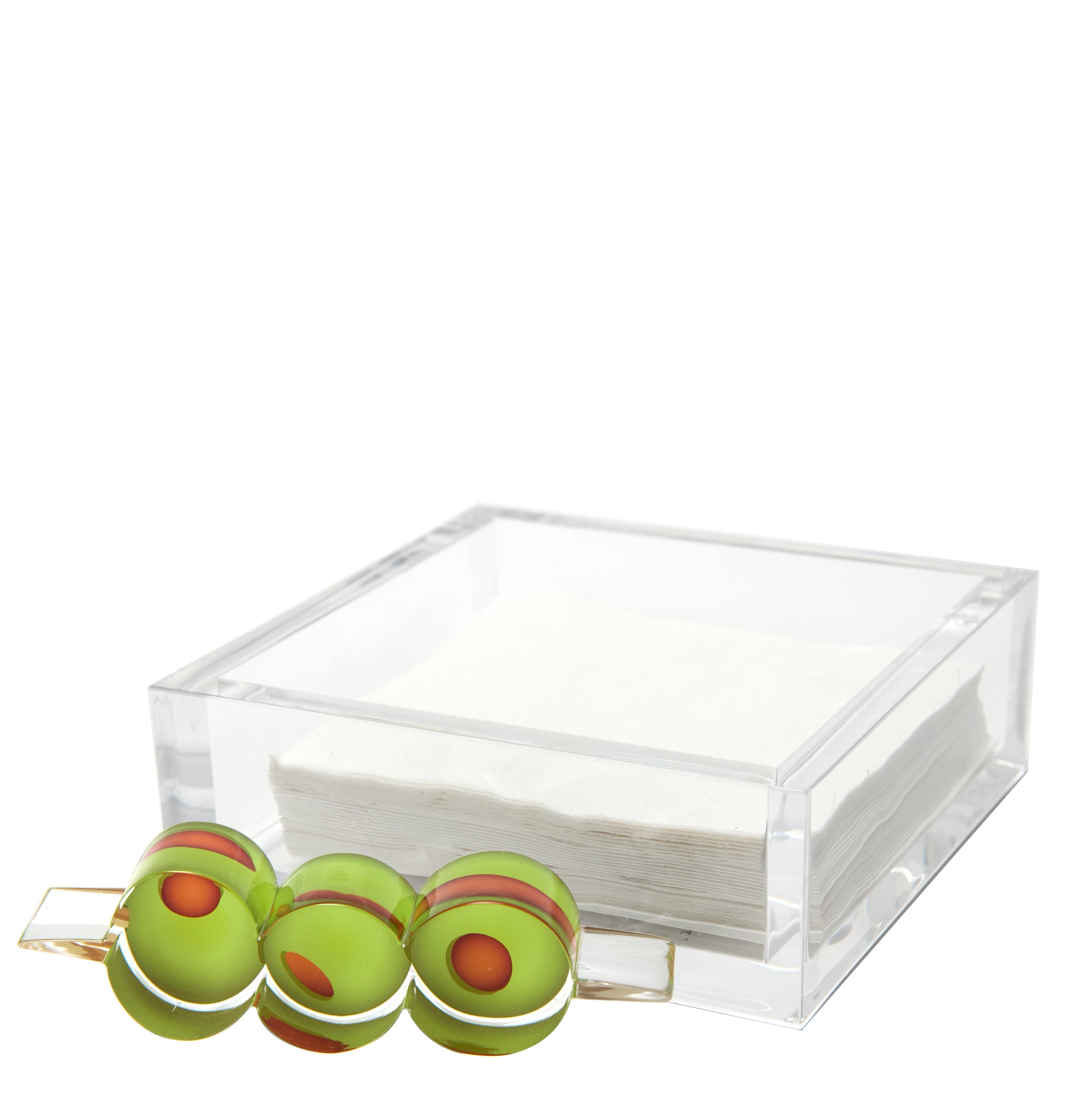 COCKTAIL NAPKIN HOLDER - OLIVES