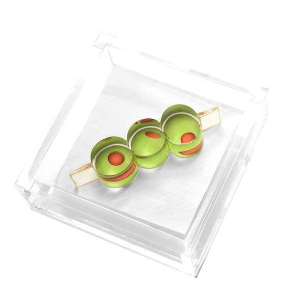 COCKTAIL NAPKIN HOLDER - OLIVES