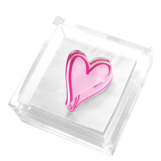 COCKTAIL NAPKIN HOLDER- PINK HEART