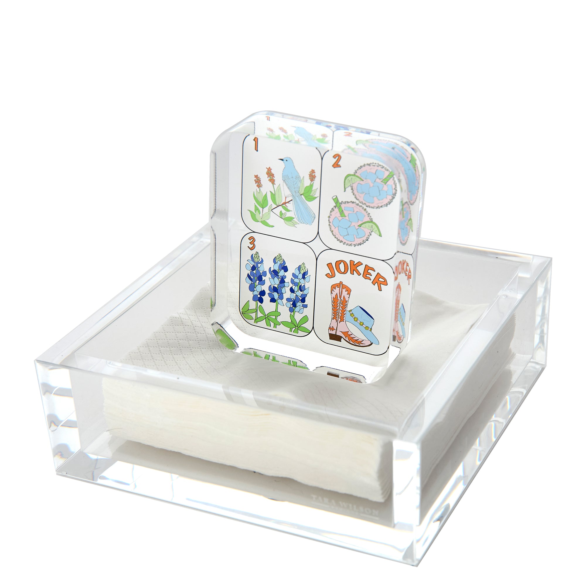 COCKTAIL NAPKIN HOLDER - TEXAS MAHJONG TILES