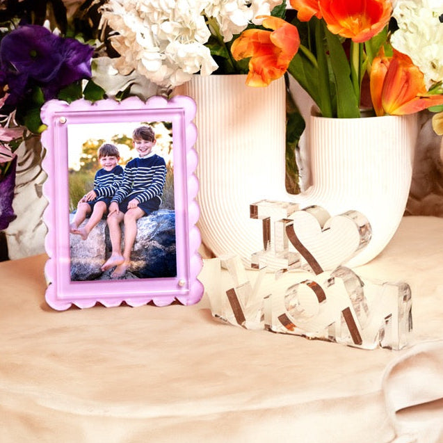 Clear Acrylic I (Heart) Mom Stand Alone
