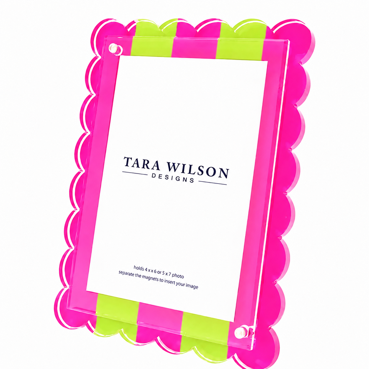 Pink and lime green scallop acrylic photo frame