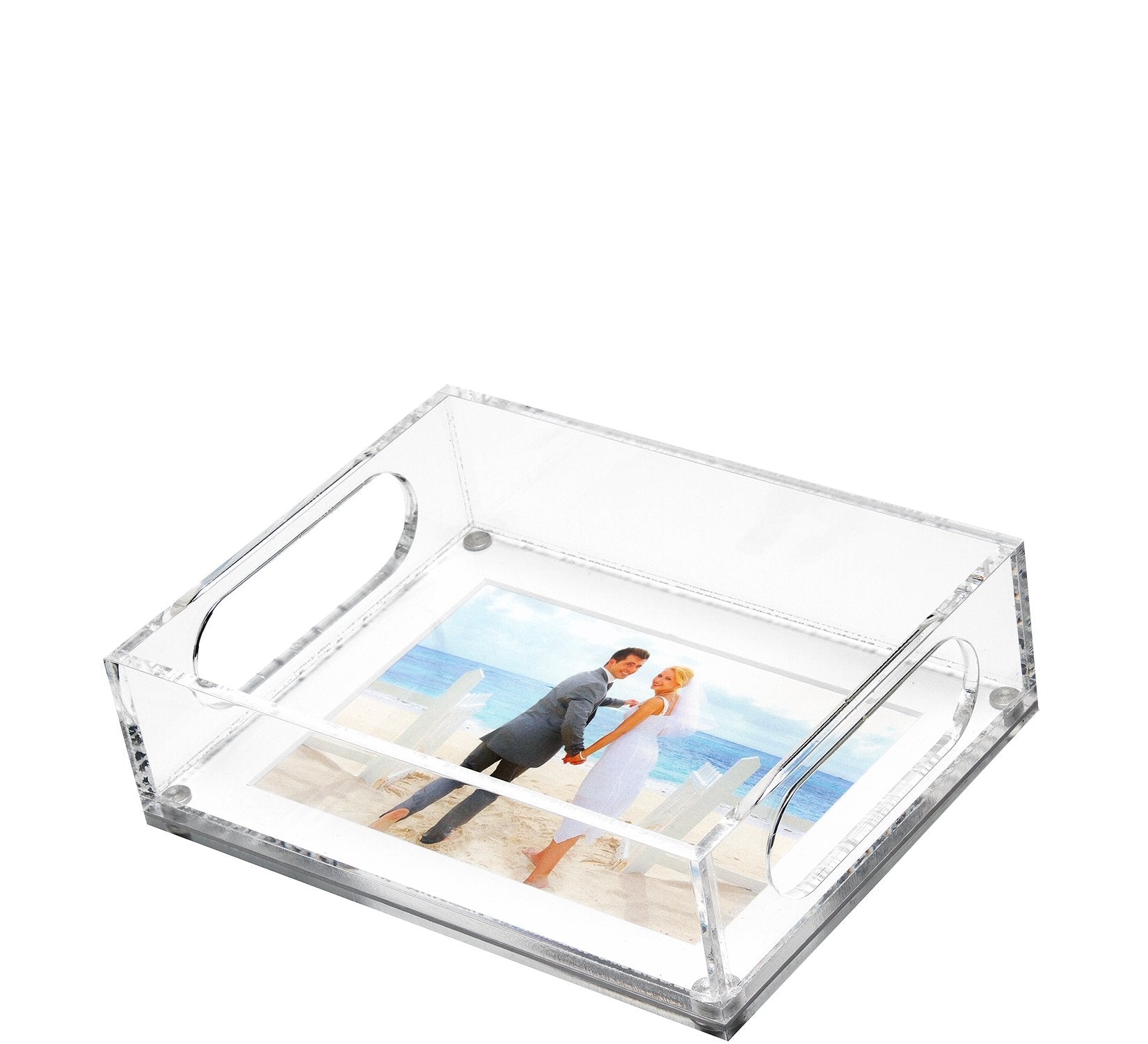 PHOTO TRAY - 6.5" x 8.5" WITH WHITE MAT FOR 5" X 7" PHOTO
