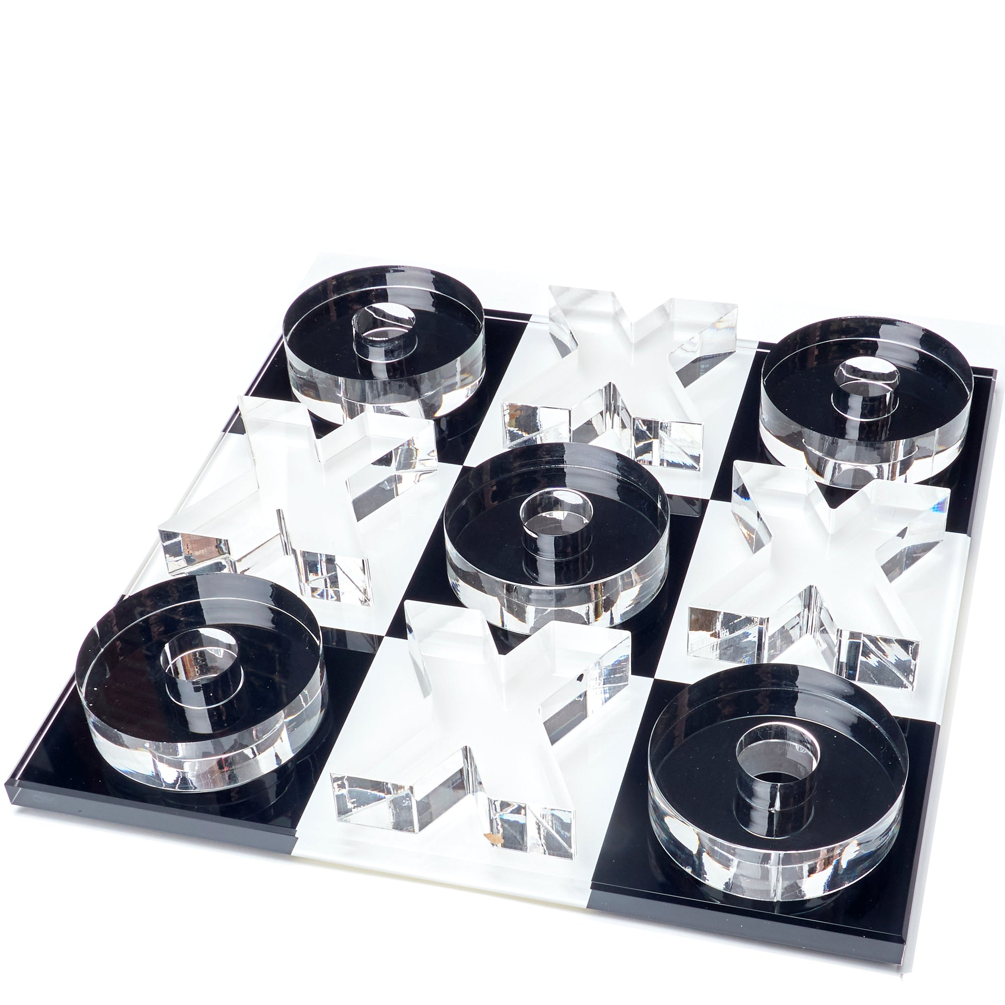 TIC TAC TOE - BLACK + WHITE WITH THICK X/O PIECES